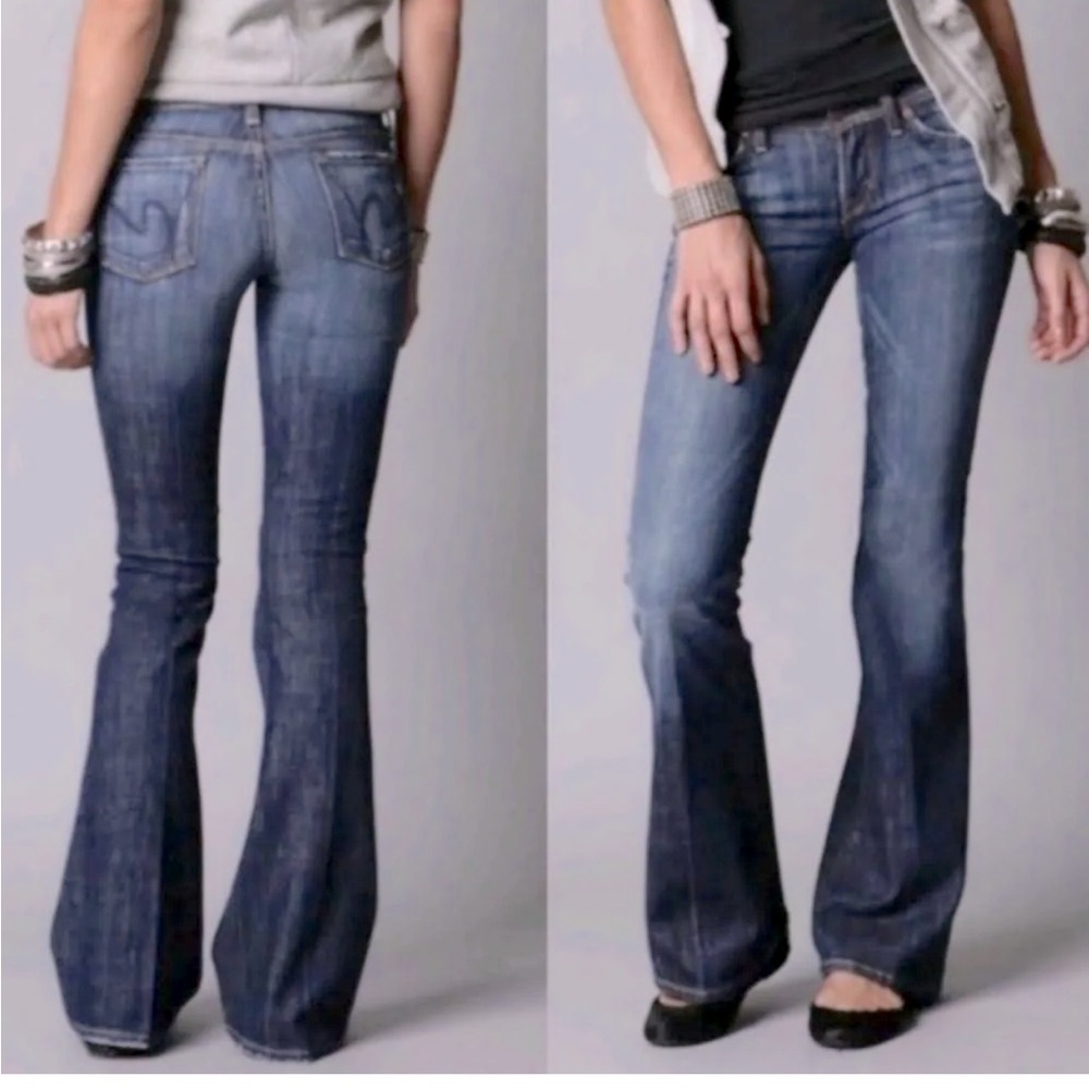 Citizens Of Humanity Blue Flare Wide Leg Jeans